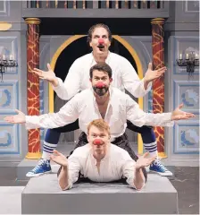  ??  ?? Ryan Jason Cook, Daniel T. Cornis and Caleb Daniel Ramsell star in “The Complete Works of Shakespear­e (Abridged).”