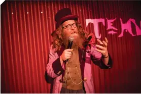  ??  ?? In Old Stock: A Refugee Love Story, singer and bandleader Ben Caplan plays a carny-chronicler-narrator-shaman called the Wanderer. Photo by Stoo Metz