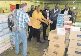  ??  ?? MEC Mandla Makupula during a visit to the Central LTSM Warehouse in East London. Photo supplied