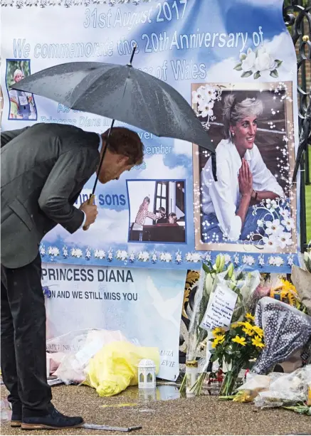  ??  ?? Kensington Palace yesterday, just as they had done 20 years ago, left, days after her death