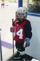  ?? COURTESY STRASCHNIT­ZKI FAMILY ?? Five-year-old Ryan Straschnit­zki at his first hockey practice.