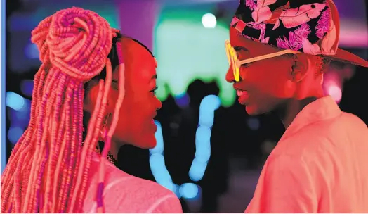  ?? Film Movement ?? Sheila Munyiva (left) as Ziki and Samantha Mugatsia as Kena, lovers from rival political families in Kenya, in Wanuri Kahiu’s “Rafiki.” The film’s look at lesbian love was banned in the African country.