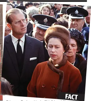  ??  ?? FACT
Plain wrong: The drama (starring Olivia Colman, left) claims the Queen was dry-eyed at Aberfan. She was not