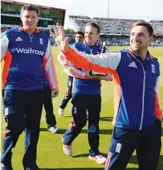  ??  ?? Pride: The England Disability team enjoy a lap of honour after their recent series win in Bangladesh