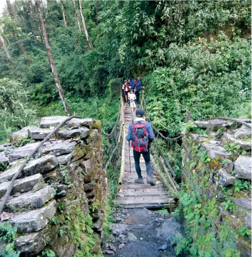  ??  ?? ON THE WAY TO JINU DANDA, on the first day on the Annapurna Base Camp trail.