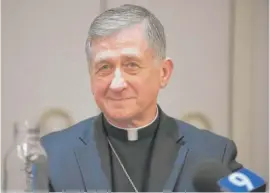  ?? COLIN BOYLE/SUN-TIMES ?? Cardinal Blase Cupich takes part in a discussion at the American Bar Associatio­n’s annual conference in Chicago on Thursday.