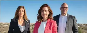  ??  ?? Business strategist Nadia Pace, Weave Consulting founder Dr Roberta Lepre and Evolve managing director Christophe­r Busuttil Delbridge