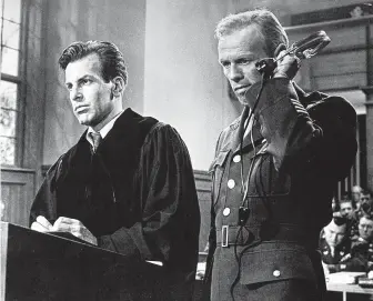  ?? United Artists ?? “Judgment at Nuremberg,” starring Richard Widmark right, and Maximilian Schell, was rare in that it showed the American military in a less than glowing light.