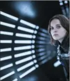  ?? JONATHAN OLLEY/LUCASFILM LTD. VIA AP ?? Felicity Jones as Jyn Erso in a scene from, “Rogue One: A Star Wars Story.”