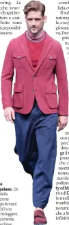  ??  ?? Rosso pompeiano. Un look della collezione Giorgio Armani PE 2017 con giacche leggere, praticamen­te dei cardigan