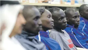  ?? Chris Whiteoak / The National ?? Eunice Chumba, third from left, is targeting Abu Dhabi Marathon to prepare for Tokyo Olympics and Abraham Kiptum, in grey, is looking forward to win in the ‘beautiful city’