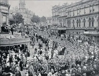  ?? PICTURE: WIKIPEDIA ?? New Zealand troops marching down Wellesley Street in Auckland before embarking for South Africa.