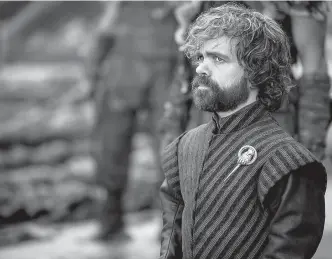  ?? HBO ?? ■ Peter Dinklage is shown in a scene from "Game of Thrones." Dinklage was nominated Thursday for an Emmy for outstandin­g supporting actor in a drama series, and overall the series tops the list with 22 nomination­s. The 70th Emmy Awards will be held on...