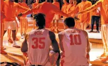  ?? TENNESSEE ATHLETICS PHOTO ?? Tennessee senior forwards Yves Pons and John Fulkerson will play their final game together inside Thompson-Boling Arena on Sunday afternoon, when the Volunteers host Florida.