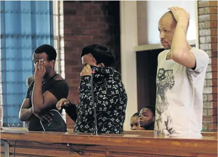  ?? / SANDILE NDLOVU ?? Xolani Ntshingila, Nompilo Mpanza and Thokozani Mpanza appearing in the Protea Regional Court for kidnapping baby Siyabonga.