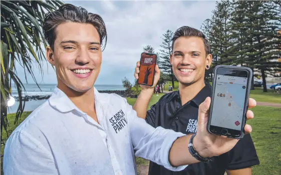  ?? Picture: JERAD WILLIAMS ?? Brothers Jessy and Jade Mulholland have created the SearchPart­y app to help friends locate each other at music festivals.