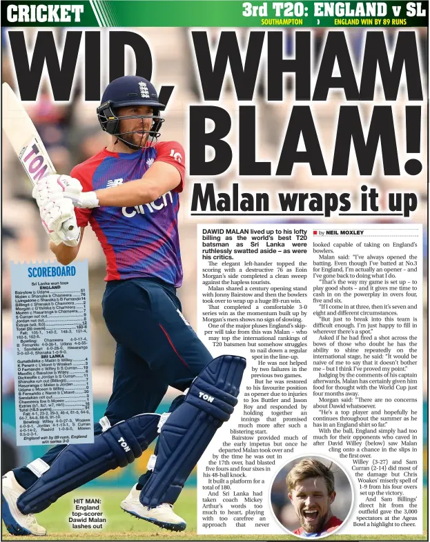  ??  ?? HIT MAN: England top-scorer Dawid Malan lashes out
