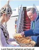  ?? GETTY ?? Lord David Cameron arrives at Bishek airport in Kyrgyzstan