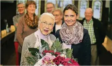  ?? FOTO: TEPH ?? Jacqueline Barbier hat die 50 Jahre der Städtepart­nerschaft zwischen Haan und Eu miterlebt und -gestaltet. Gestern wurde sie im Rathaus empfangen.