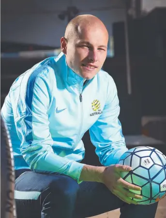  ?? WANTED MAN: Socceroos playmaker Aaron Mooy in Adelaide yesterday ahead of Thursday’s World Cup qualifier. Picture: SARAH REED ??