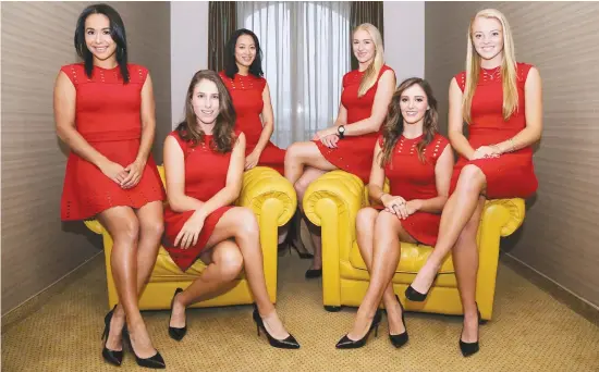  ?? Picture: Getty Images ?? Great Britain Fed Cup players Heather Watson, Johanna Konta, Anne Keothavong, Jocelyn Rae, Laura Robson and Katie Swan ahead of this weekend’s World Group II play-off match against Romania.