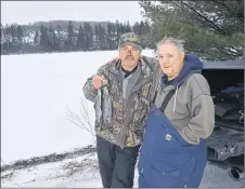  ?? ADAM MACINNIS/THE NEWS ?? Sheryl MacDonald and Bill Dawson spent some time ice fishing on Gairloch Lake on Jan. 5.