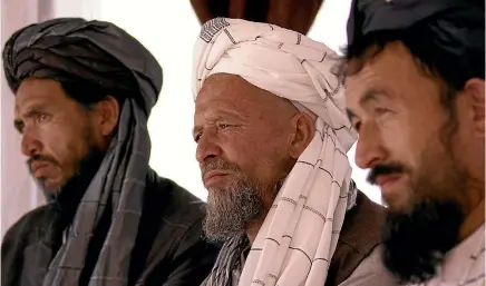  ?? PHOTO: PHIL JOHNSON/STUFF ?? Members of the Baghak village shura, Mohamad Umar, left, Hajji Bismila and Meralam.