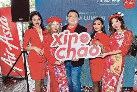  ?? PIC BY SADDAM YUSOFF ?? AirAsia Malaysia head of commercial Spencer Lee at the launch of low-cost carrier’s new route to Phu Quoc, Vietnam, in Kuala Lumpur yesterday.
