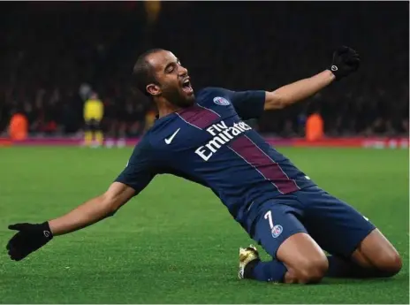  ?? AFP ?? PSG’s Lucas Moura. The club has been linked with his Brazilian compatriot Neymar, who would command a record fee