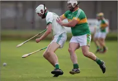  ??  ?? Patrick Mellon of Arklow Rocks is challenged by Vincent Quigley.