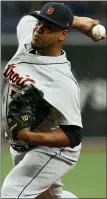  ?? SCOTT AUDETTE — THE ASSOCIATED PRESS ?? Detroit Tigers starter Wily Peralta works from the mound in Sunday’s 2-1 win over the Tampa Bay Rays.