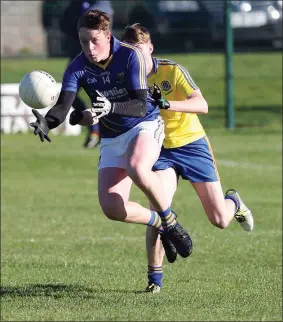  ??  ?? Wicklow’s Keith Burke in action for Wicklow Under-16s during their recent Fr Manning Cup game against Roscommon.