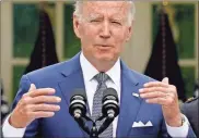  ?? Yuri Gripas/Tns ?? President Joe Biden delivers remarks on public safety in the Rose Garden of the White House in Washington, D.C., on May 13.