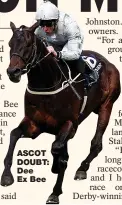  ??  ?? ASCOT DOUBT: Dee Ex Bee