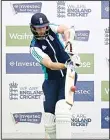  ??  ?? England’s Steven Finn bats during an indoor practice ahead of the second cricket Test match between England and Sri Lanka in Chester-le-Street,
north east England on May 26.