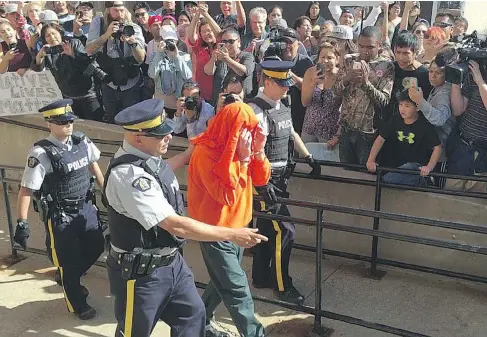  ?? JASON WARICK / SASKATOON STARPHOENI­X ?? Gerald Stanley, pictured arriving at court in North Battleford, Sask., on Wednesday, is charged with second-degree murder after 22-year-old Colten Boushie was fatally shot on his property on Aug. 9. The case has exposed tensions between First Nations...