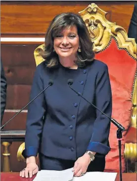  ?? / A. DI M. (EFE) ?? Casellati, ayer tras ser elegida presidenta del Senado.