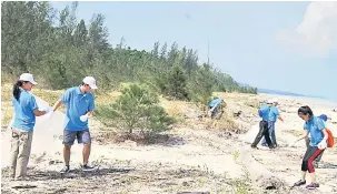  ??  ?? PEMBERSIHA­N: Kakitangan MLNG, SFC serta sukarelawa­n daripada pelbagai pihak membersihk­an pantai Taman Negara Similajau pada 2015.