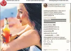  ?? PHOTO: INSTAGRAM/MALAIKAARO­RAOFFICIAL ?? Malaika Arora posted her picture naming a resort, minus a disclaimer