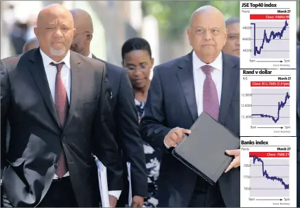  ?? PHOTO: REUTERS ?? South African Finance Minister Pravin Gordhan and Deputy Finance Minister Mcebisi Jonas. Both have been recalled from London yesterday.