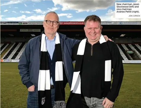  ?? JON CORKEN ?? New chairman Jason Stockwood (left) and vice chairman Andrew Pettit (right).