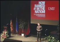  ?? STEVE MARCUS (2017) ?? Len Jessup delivers his final State of the University address Sept. 14, at Judy Bayley Theatre on the UNLV campus.