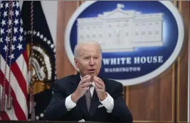  ?? EVAN VUCCI — THE ASSOCIATED PRESS FILE ?? President Joe Biden speaks during the Major Economies Forum on Energy and Climate in the South Court Auditorium on the White House campus in Washington.