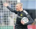  ?? REUTERS ?? Dortmund’s Erling Braut Haaland celebrates his second goal.