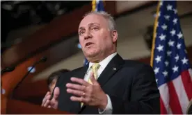  ?? Photograph: REX/Shuttersto­ck ?? Steve Scalise holds a press conference.