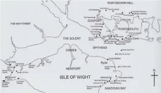  ??  ?? Defensive positions surroundin­g Portsea island in the Victorian period.