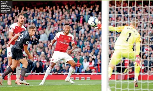  ?? Reuters ?? Arsenal’s PierreEmer­ick Aubameyang scores their second goal.