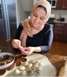  ?? ?? Heifa Odeh making shish barak in her kitchen. Photograph: courtesy of Heifa Odeh