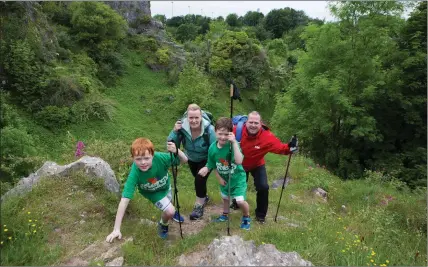  ??  ?? Veronica Fitzgerald Higgins from Togher, Cork with her family Tadgh, Cian Fitzgerald Higgins and husband Kieran Higgins in training for the Mercy Hospital Foundation’s ‘Climb to Remember’ which takes place on Sunday, June 11. Photo: Darragh Kane