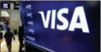  ?? RICHARD DREW — THE ASSOCIATED PRESS FILE ?? Visa on Wednesday reported a sharp jump in its fiscal secondquar­ter profits from a year earlier on Wednesday.